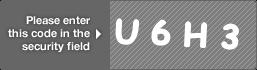 captcha code for visual authentication  letter U number 6 letter H number 3